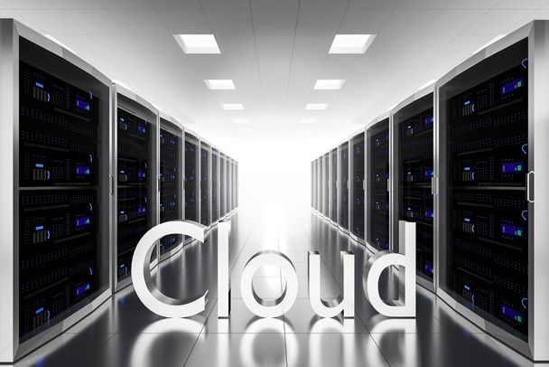 grande sala de servidor datacenter nuvem símbolo ilustração
 - Foto, Imagem