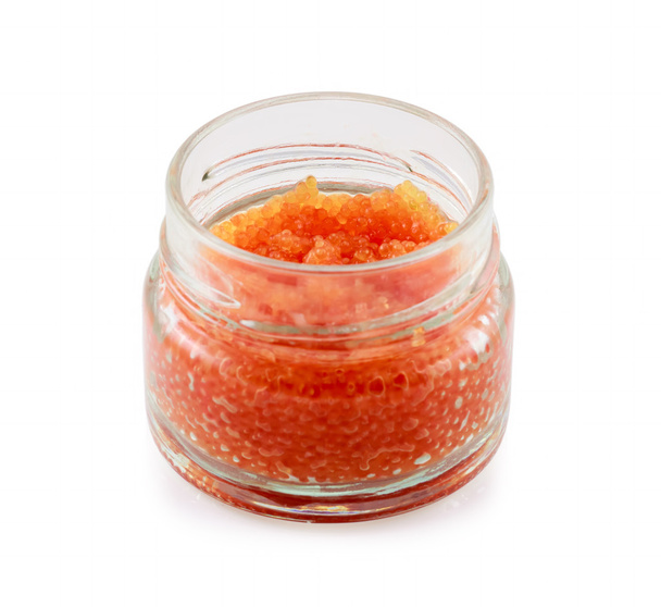 Red caviar in a glass jar - Photo, Image