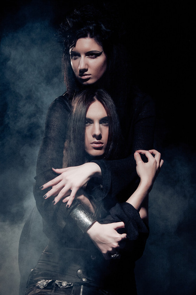 Romantic portrait of young gothic couple - Фото, изображение