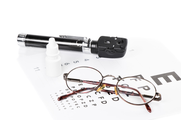 Ophthalmoskop, Sehtest und Brille - Foto, Bild