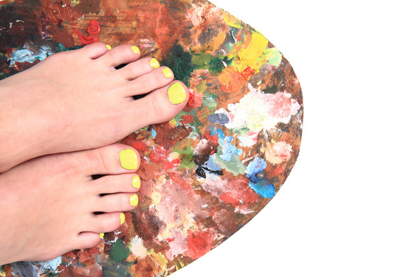 mujeres pies y colores (fondo de pedicura
) - Foto, Imagen