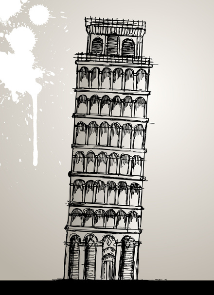 Pise věž Ruční kresba - Vektor, obrázek