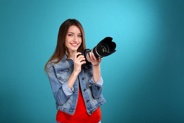 female photographer taking photos - Photo, image