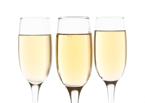 Glasses of champagne isolate on white - Photo, image