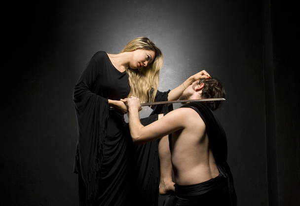 Zvláštního blond dáma s její otrok - Fotografie, Obrázek