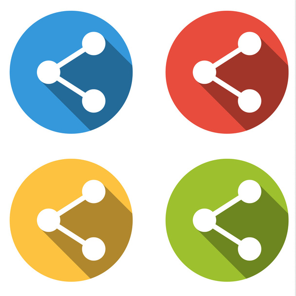 Συλλογή από 4 απομονωμένες επίπεδη κουμπιά για μερίδιο - Διάνυσμα, εικόνα