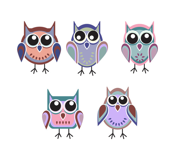 colored owls - Vector, Image