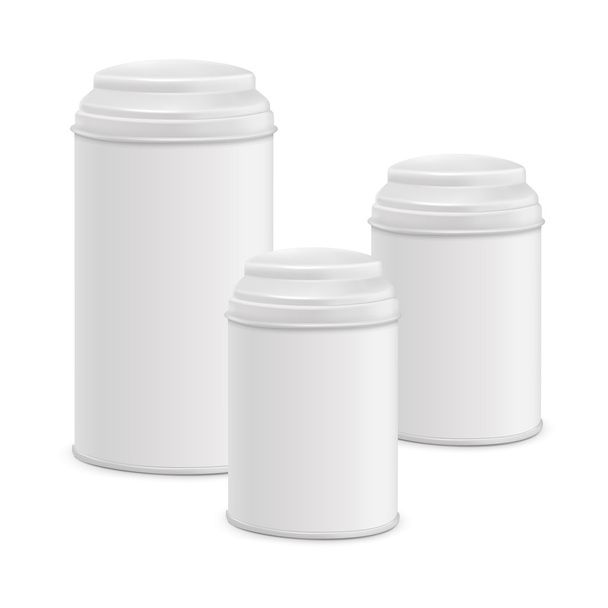 white round tin packaging set  - Wektor, obraz
