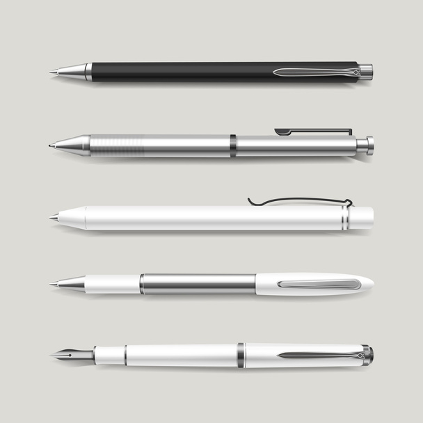 graceful white pens set  - Vector, Image