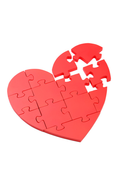 Red puzzle heart - Zdjęcie, obraz