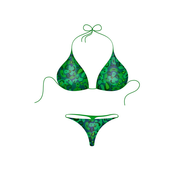 Bikini suit in green and blue military design - Vector, Image
