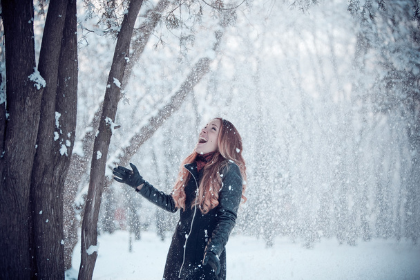 Happy girl with snow - Фото, зображення