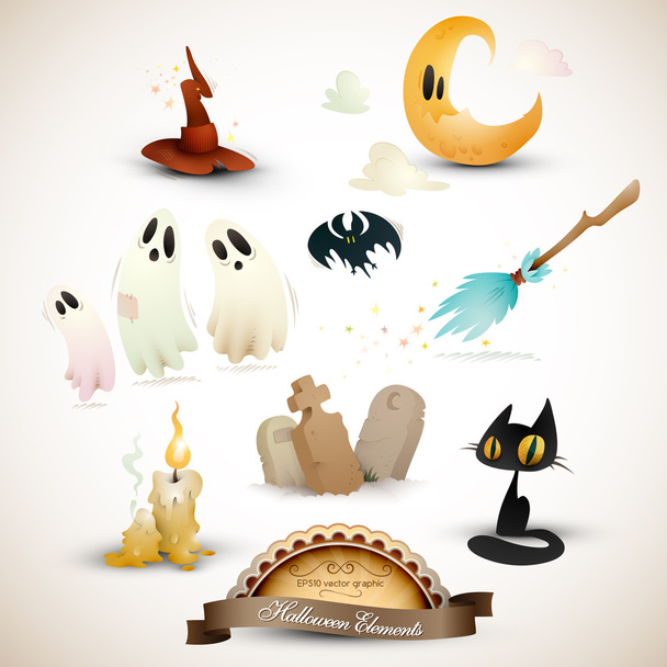 zestaw elementów Halloween - Wektor, obraz