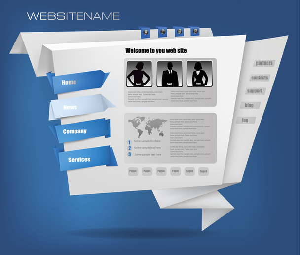 Blue business website design template. Vector illustration. - Вектор,изображение