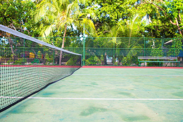 Tennis court on exotic tropical island - sport background - Photo, Image