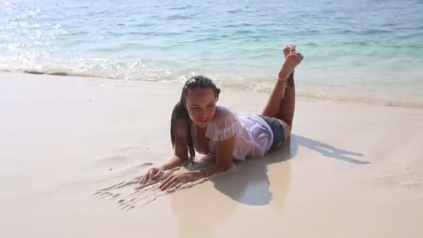 beautiful sexy girl on sea beach - Footage, Video