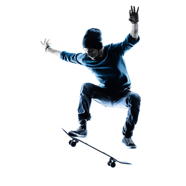man skateboarder skateboarding silhouette - Zdjęcie, obraz