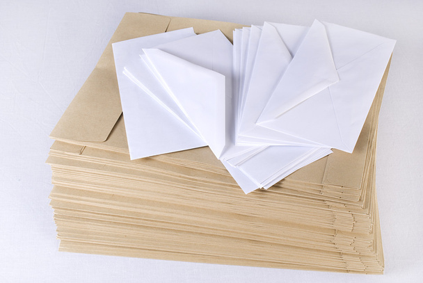 Pile of envelopes over white background. Not isolated. - Foto, Imagem