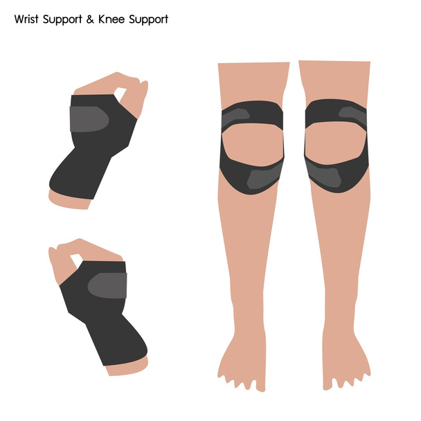 Suporte de pulso e apoio do joelho em fundo branco
 - Vetor, Imagem