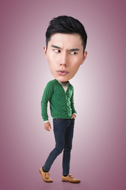 Legrační asijské velkou hlavu muž - Fotografie, Obrázek