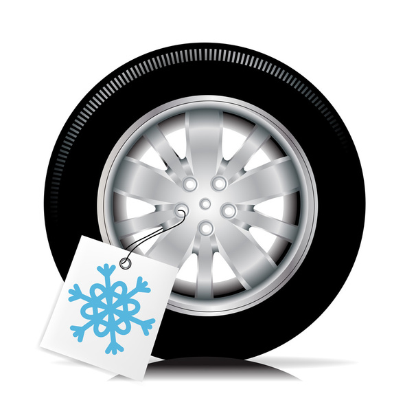 Neumático de coche con etiqueta de invierno
 - Vector, imagen