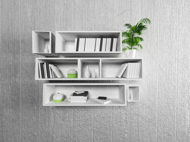 many shelves on the wall - 写真・画像