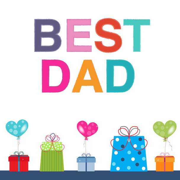 Father's Day greeting card with gift box and balloon vector - Vector, Image