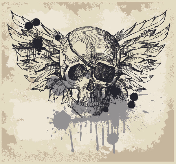 Grunge vintage skull emblem - Vector, imagen