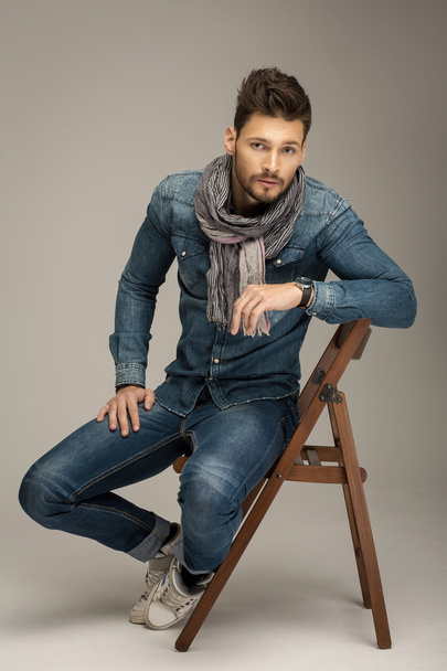 Handsome man wearing jeans - Фото, изображение
