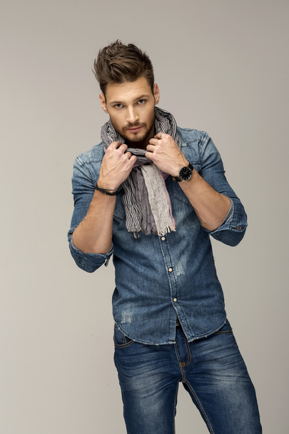 Handsome man wearing jeans - Photo, Image