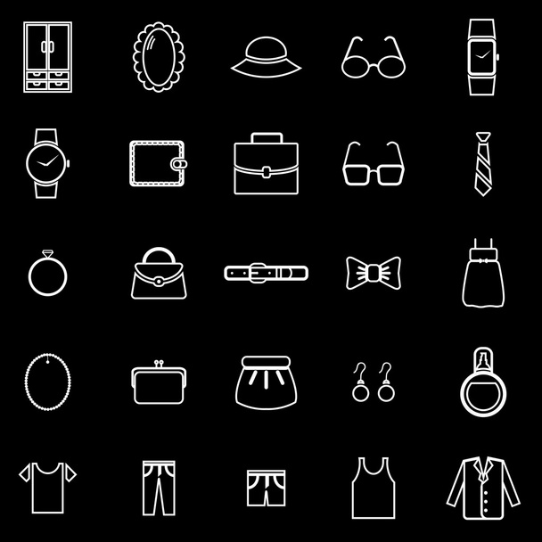 Dressing line icons on black background - Vector, Image