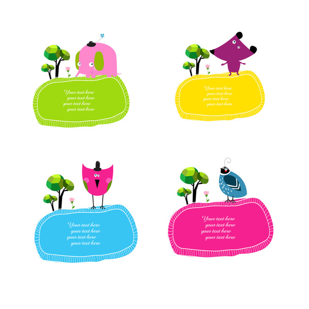 set of stickers with animals - Vector, Image