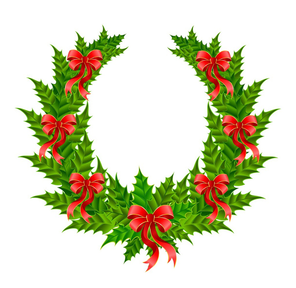 赤の弓との美しいクリスマスの花輪 - ベクター画像