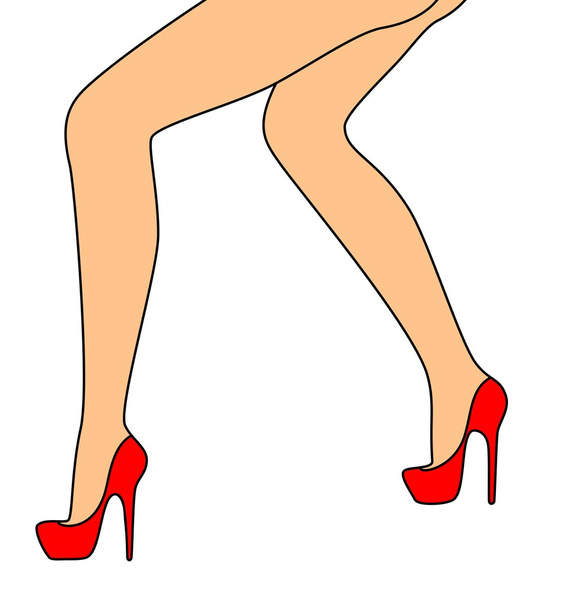 Silhouette is slender beautiful womanish feet. - Vector, Image