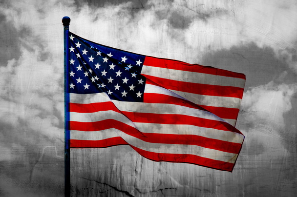 Absztrakt, Amerikai zászló integet a zászlórúd - Fotó, kép