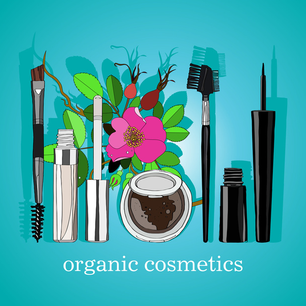 organická kosmetika sada vertikální blue zpět - Vektor, obrázek