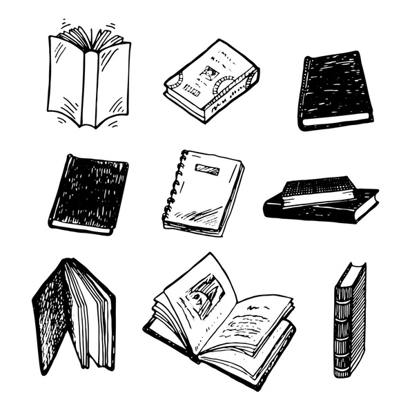 Hand drawn books - Vector, Image