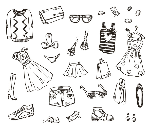 Women clothes and accessories - Vector, Image
