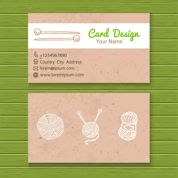 knitting workshop business card template. - Vector, Image