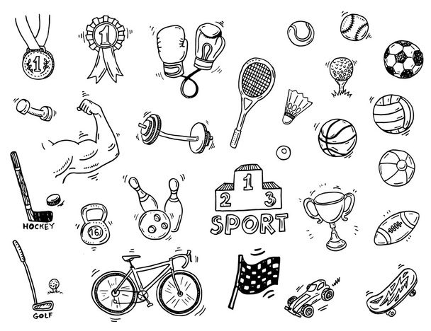 sportowe doodle zestaw ikon - Wektor, obraz