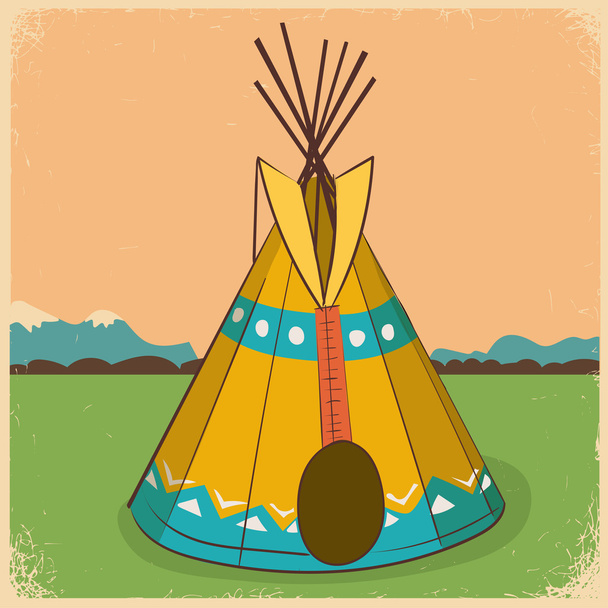 アメリカ ・ インディアンのウィグワムの図 - ベクター画像