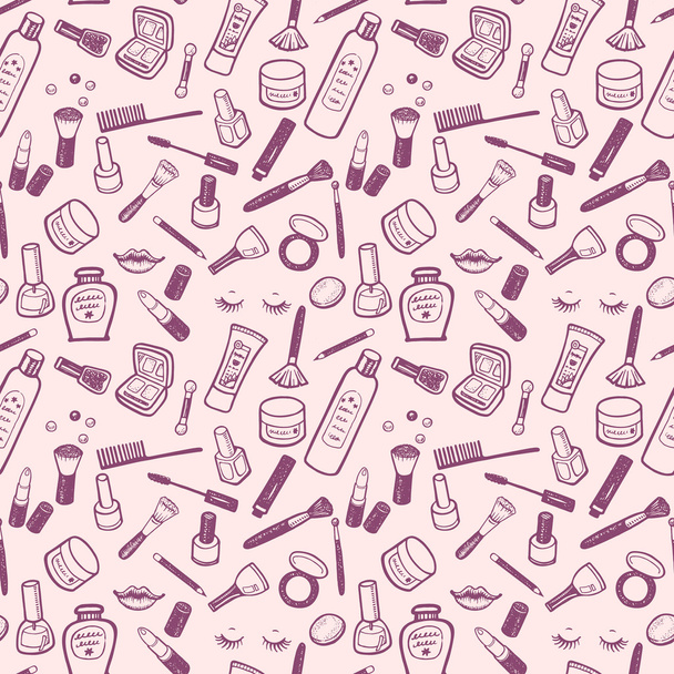 Hand drawn beauty and cosmetics items - Vector, Image