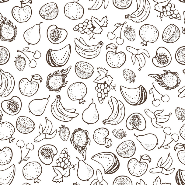 Naadloos patroon met handgetekend fruit. - Vector, afbeelding