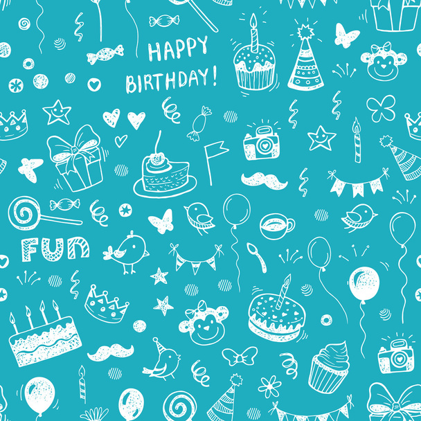 Happy birthday seamless background - Vector, Image