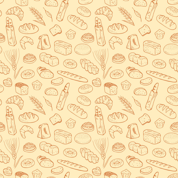 Hand drawn bakery seamless pattern. - Vector, Image