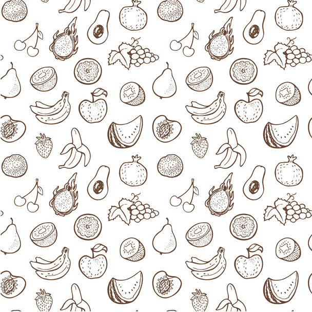 Naadloos patroon met handgetekend fruit. - Vector, afbeelding