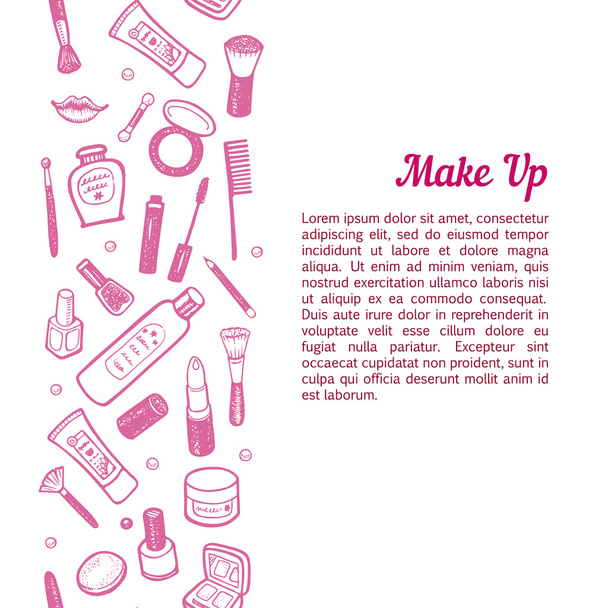 hand drawn cosmetics icons. - Vector, Image