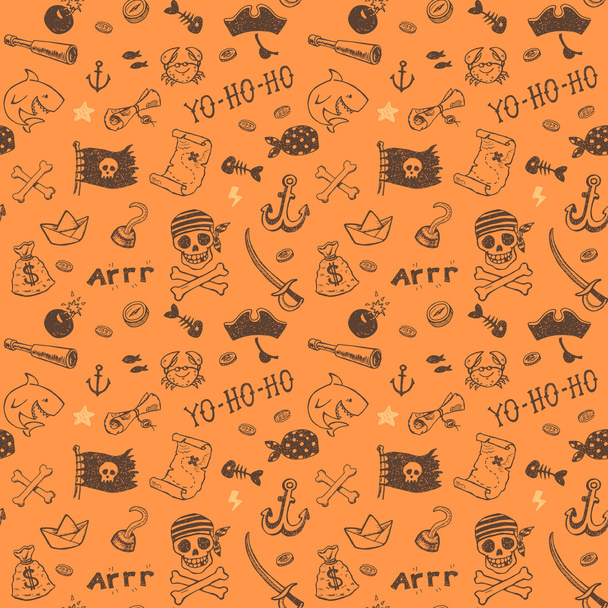 Hand drawn pirates seamless background.  - Vector, Image