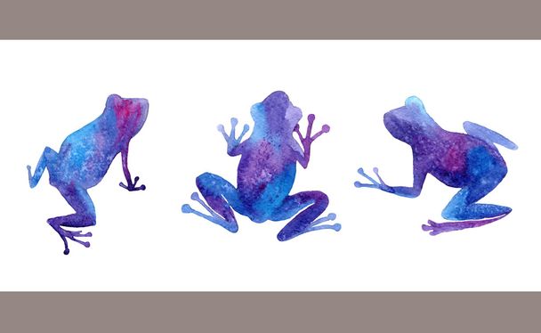 watercolor frogs set - Vector, Image