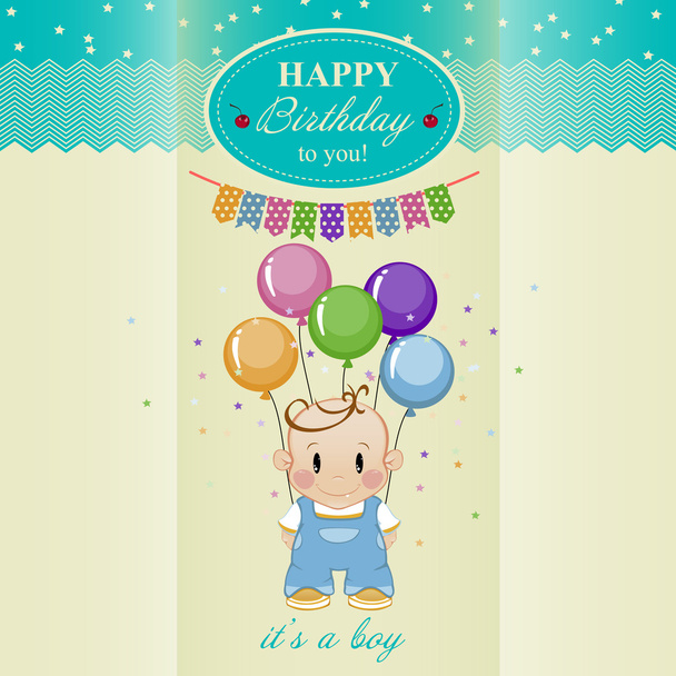 Birthday card for boy's birthday. - Vector, Image